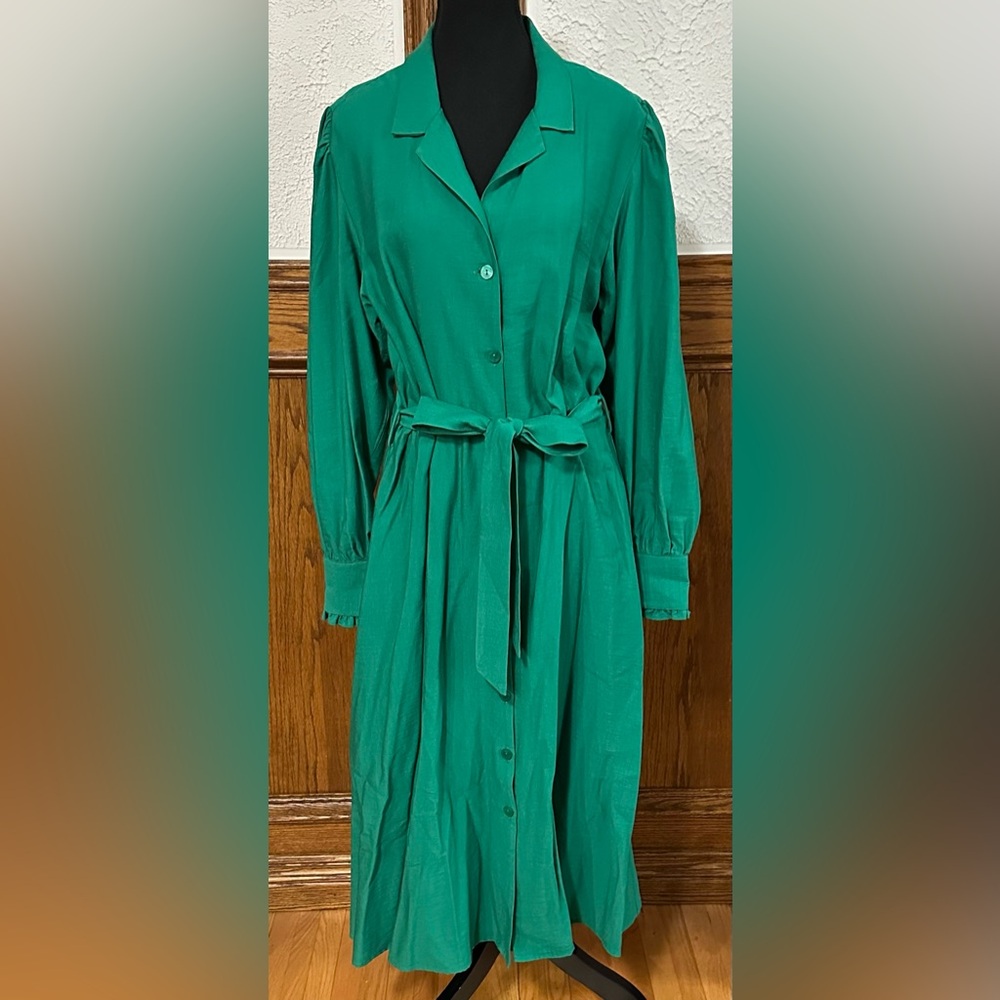 Contemporaine by Simons - Green Midi Shirt Dress with Tie Belt – Size L